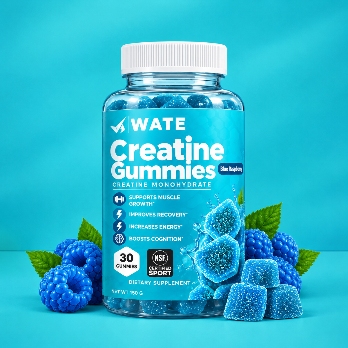 WATE Creatine Gummies – Blue Raspberry